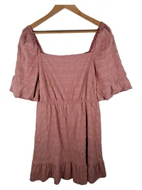 Aygill's Damen Freizeitkleid Rosa Gr. L Empirekleid Rüschen Sommer 1