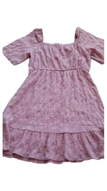 Aygill's Damen Freizeitkleid Rosa Gr. L Empirekleid Rüschen Sommer 2