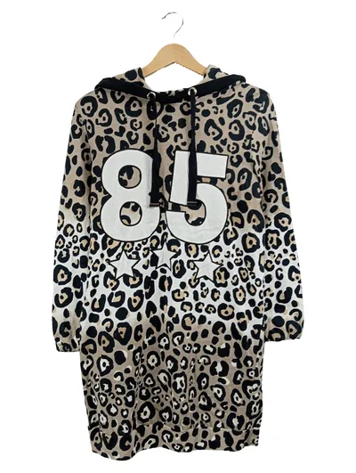 Amy Vermont Damen Kapuzenpullover Leo Muster Beige Gr. 36 Animal Print