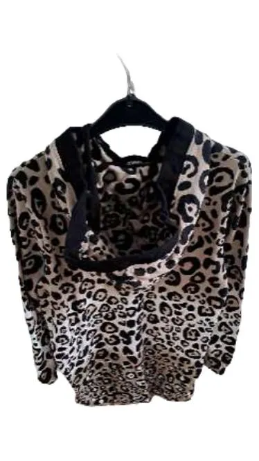 Amy Vermont Damen Kapuzenpullover Leo Muster Beige Gr. 36 Animal Print