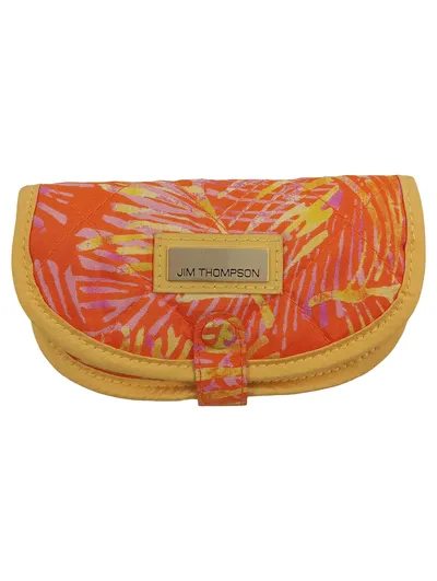 Jim Thompson Brillenetui Damen Orange Blumenmuster Quilted Stoff