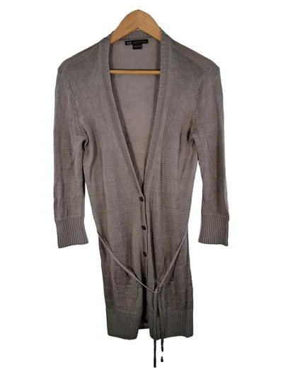 ARMANI EXCHANGE Damen Strickjacke Lang Cardigan Gr. S Beige Klassisch