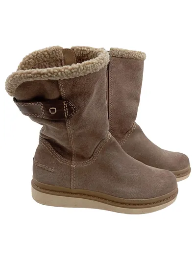 BAMA Damen Winterstiefel Gr. 37 Braun Wildleder Lammfell-Futter warm
