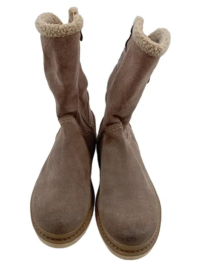 BAMA Damen Winterstiefel Gr. 37 Braun Wildleder Lammfell-Futter warm