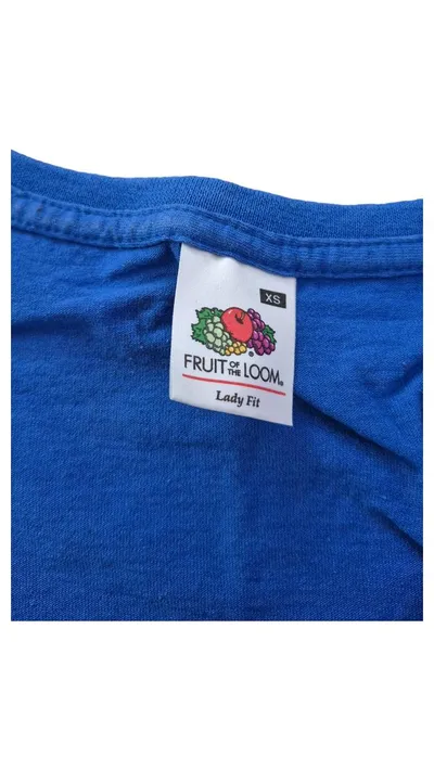 Fruit of the Loom Damen T-Shirt Lady Fit Gr. XS Blau Basic V-Neck