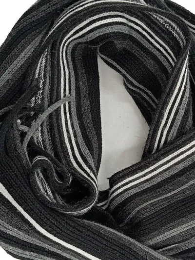 Southern Proper Herren Schal Gestreift Schwarz Grau Weiß Fransen 170x30cm
