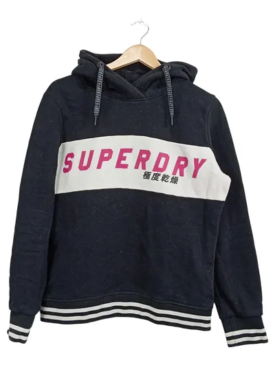 Superdry Hoodie Kapuzenpullover Damen Gr. M/38 Schwarz Weiß Pink