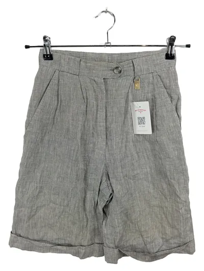 Aigner Damen Leinen Shorts Gr. 34 Grau Klassisch Hochbund NEU