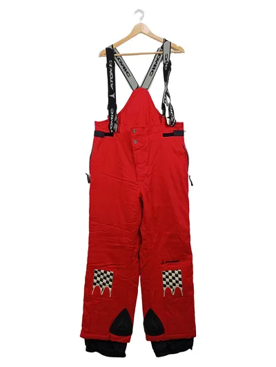 Atomic Skihose Herren Rot Kariert Latzhose Größe 56 3XL Vintage