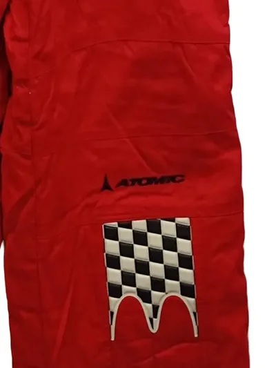 Atomic Skihose Herren Rot Kariert Latzhose Größe 56 3XL Vintage