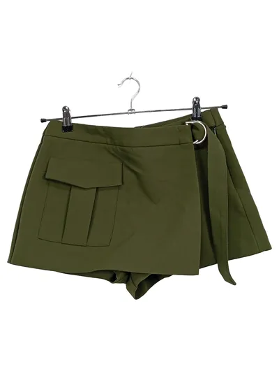 Zara Damen Hosenrock Skort Oliv Grün Cargo Gürtel Gr. M