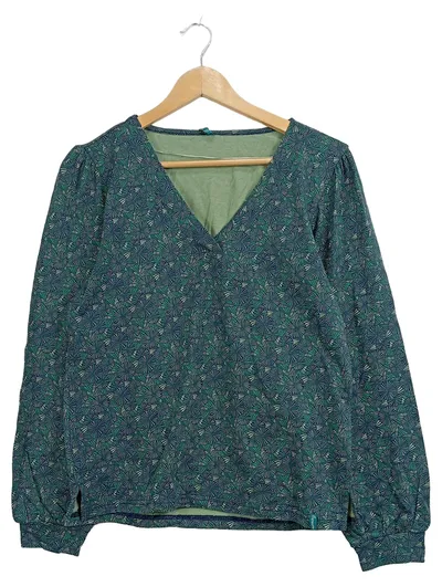 Tranquillo Damen Langarmshirt V-Ausschnitt Gr. M Grün Bohemian Muster