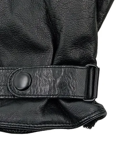 Santoni Lederhandschuhe Herren Gr. 9.5 Schwarz Klassisch Gefüttert Winter