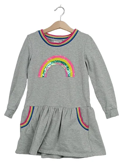 Happy Girls Sweatkleid Regenbogen Pailletten Mädchen Gr. 122 Grau
