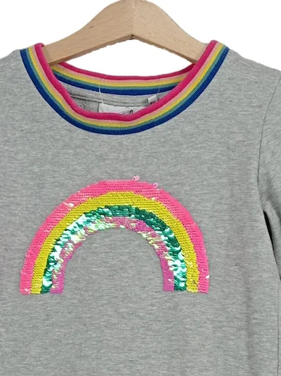 Happy Girls Sweatkleid Regenbogen Pailletten Mädchen Gr. 122 Grau