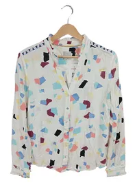 Culture Damen Bluse Langarm Mehrfarbig Muster Rüschen Gr. M 1