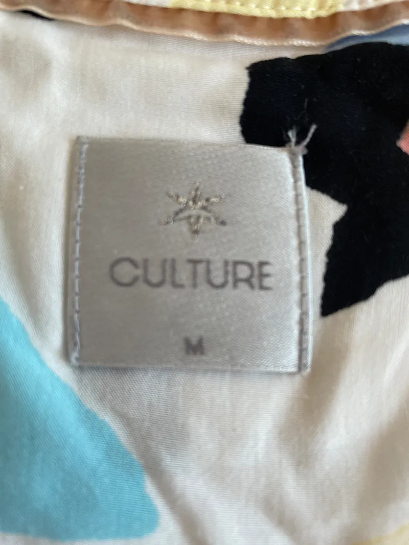 Culture Damen Bluse Langarm Mehrfarbig Muster Rüschen Gr. M 2
