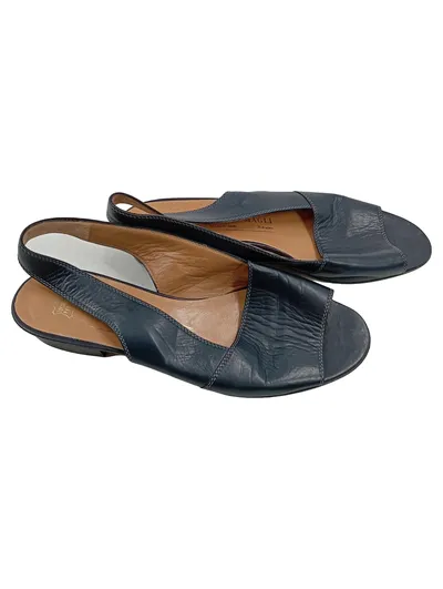 Bruno Magli Damen Slingback Sandalen Leder Blau Gr. 37 Made in Italy