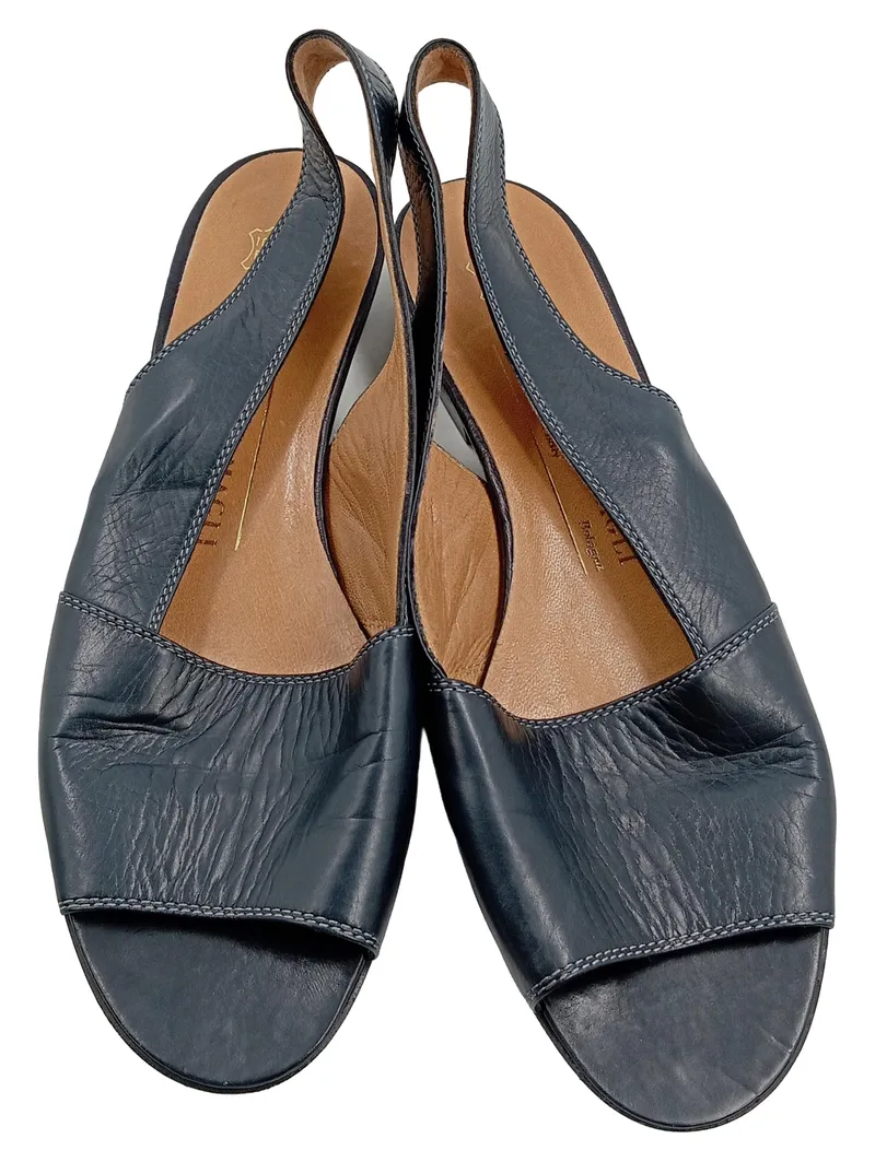Bruno Magli Damen Slingback Sandalen Leder Blau Gr. 37 Made in Italy 2