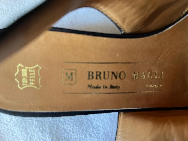 Bruno Magli Damen Slingback Sandalen Leder Blau Gr. 37 Made in Italy 3