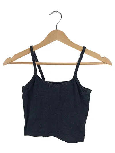 Topshop Damen Crop Top Trägertop Schwarz Gr. 36 S Basic Sommer