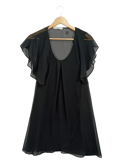 Rinascimento Damen Kleid Schwarz Gr. XS Chiffon Rüschen Festlich Elegant
