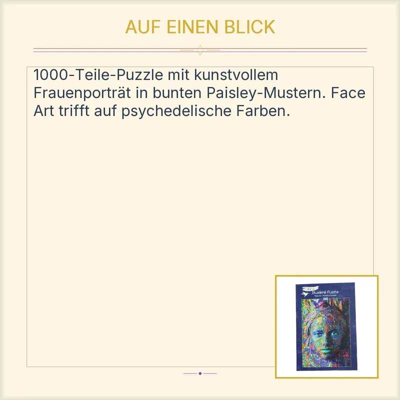Bluebird Puzzle 1000 Teile Face Art Portrait of Woman Gesichtsbemalung 3