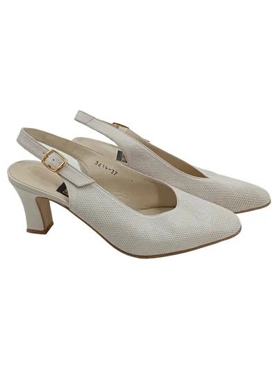 Pascual Roman Damen Slingpumps Leder Beige Gr. 37 Klassisch Elegant