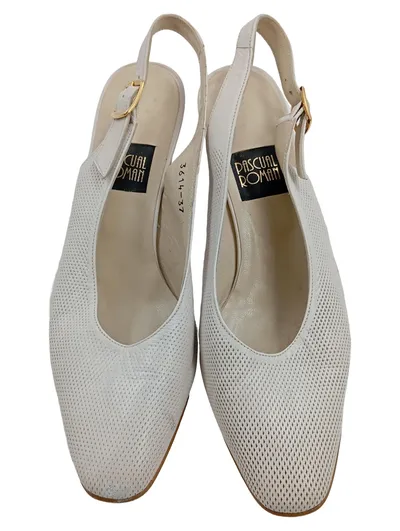 Pascual Roman Damen Slingpumps Leder Beige Gr. 37 Klassisch Elegant