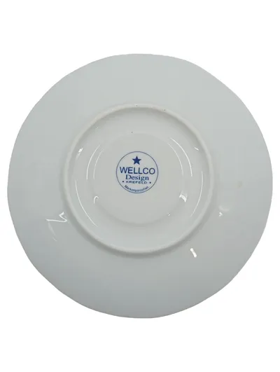 Wellco Design Krefeld Untertasse Unterteller Porzellan blau weiß Blumenmuster