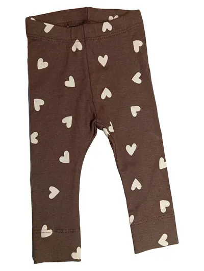 NAME IT Baby Leggings Mädchen Herz Muster Braun Gr. 56 Bio-Baumwolle