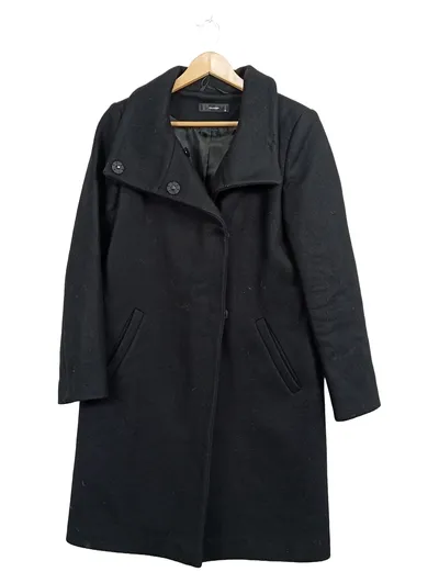 Hallhuber Damen Wollmantel Gr. 36 Schwarz Klassisch Wintermantel