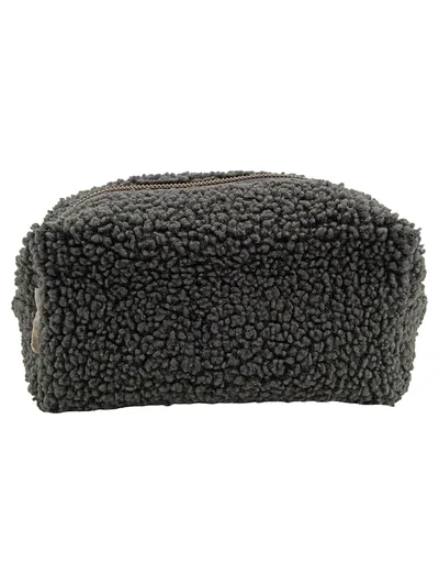 Studio Noos Kosmetiktasche Teddy Grau Sherpa Schminktasche 27cm