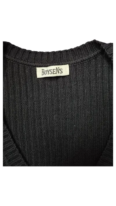 Boysen's Damen Strickjacke Kurzarm Schwarz Gr. 32/34 Rippstrick V-Ausschnitt