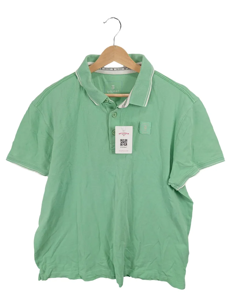 DELMAO Poloshirt Herren Gr. XL Grün Kurzarm Piqué Casual 1