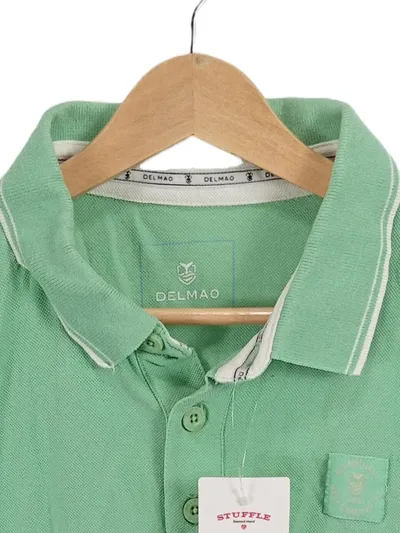 DELMAO Poloshirt Herren Gr. XL Grün Kurzarm Piqué Casual