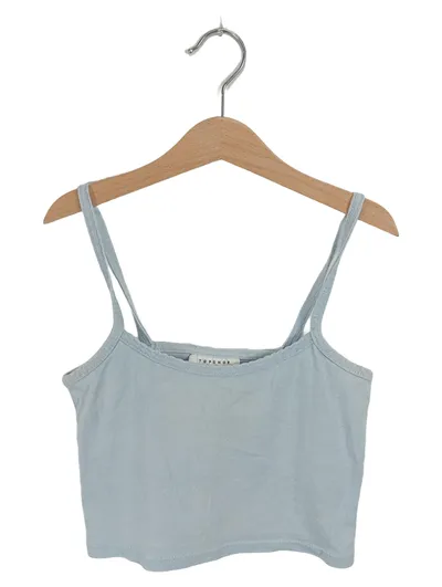Topshop Damen Crop Top Träger Hellblau Gr. 34 XS Basic Sommer