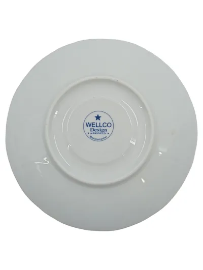 Wellco Design Krefeld Untertasse Unterteller Blau Weiß Obstmuster Porzellan 15cm