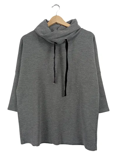 Alba Moda Damen Pullover Rollkragen Gr. 44/46 Grau Strukturmuster Oversized