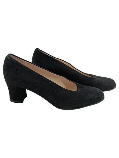Caiman Pumps Damen Schwarz Wildleder Made in Italy Größe 37 Blockabsatz