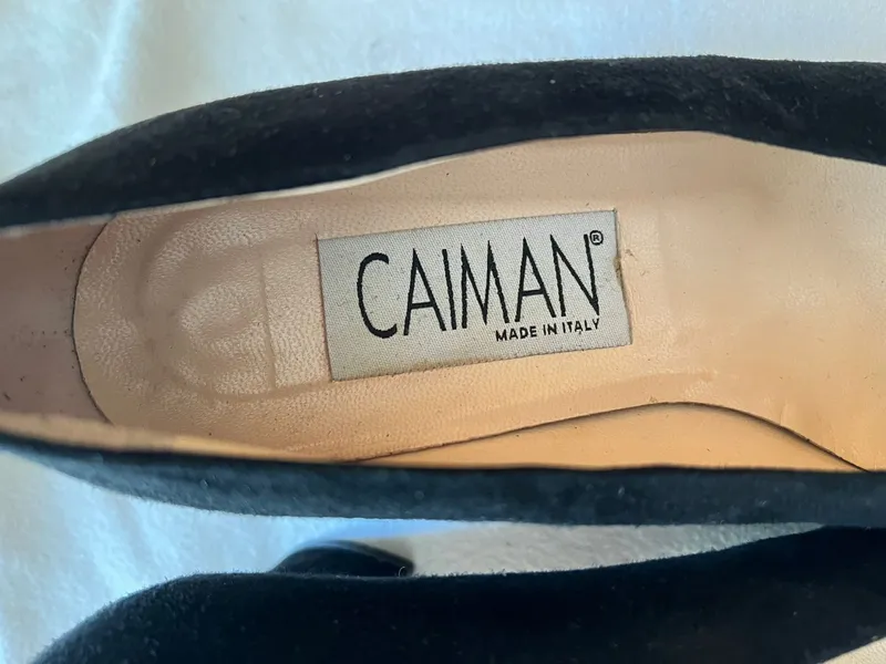 Caiman Pumps Damen Schwarz Wildleder Made in Italy Größe 37 Blockabsatz 3