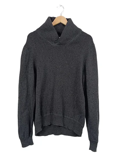 Aéropostale Herren Pullover Schalkragen Grau Meliert Gr. XL