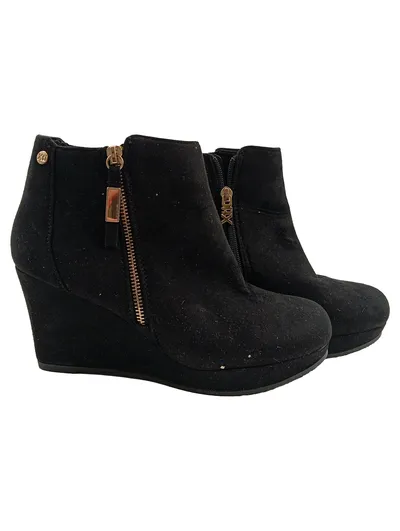 Xti Damen Stiefelette Wedge Keilabsatz Schwarz Gr. 41 Reißverschluss