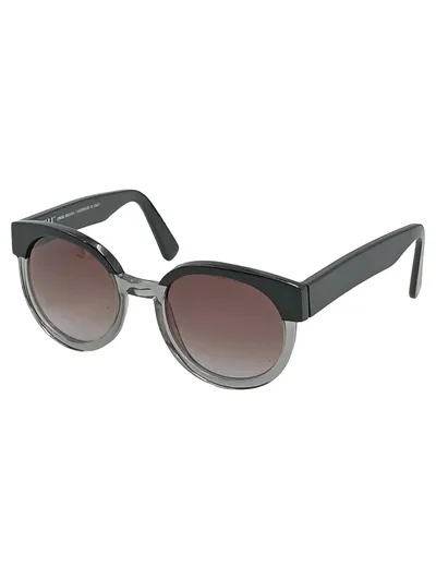 VIU Sonnenbrille Damen Herren Retro Rund Schwarz Grau Farbverlauf