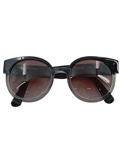 VIU Sonnenbrille Damen Herren Retro Rund Schwarz Grau Farbverlauf