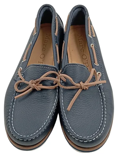 Marc O'Polo Mokassins Herren Leder Bootsschuhe Slipper Blau Gr. 40