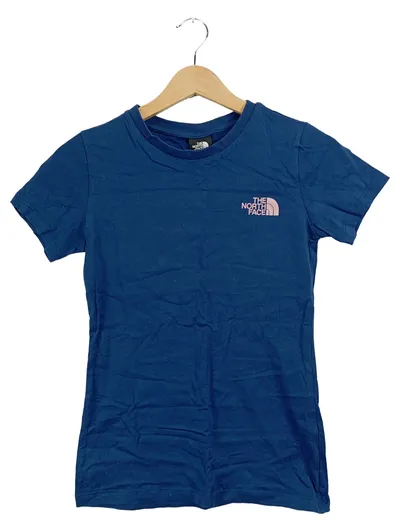 The North Face Damen T-Shirt Blau Gr. 34 XS Logo Print Outdoor Freizeit