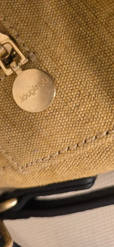 Desigual Umhängetasche Damen Beige Bohemian Ethno Perlenstickerei Crossbody