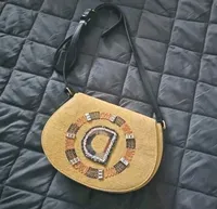 Desigual Umhängetasche Damen Beige Bohemian Ethno Perlenstickerei Crossbody 3