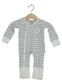 EBi & EBi NatureLine Baby Strampler Einteiler Gr. 50 Grau Gestreift Bio 1